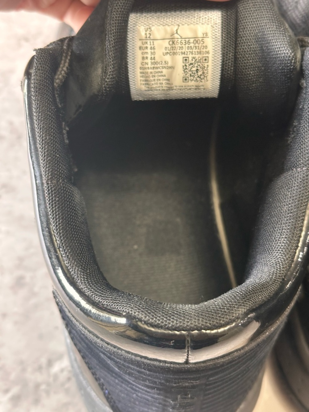 Nike Air Jordan Black Sneakers CK6636-005 Men’s Size 12 Triple Black Athletic S - Picture 4 of 7